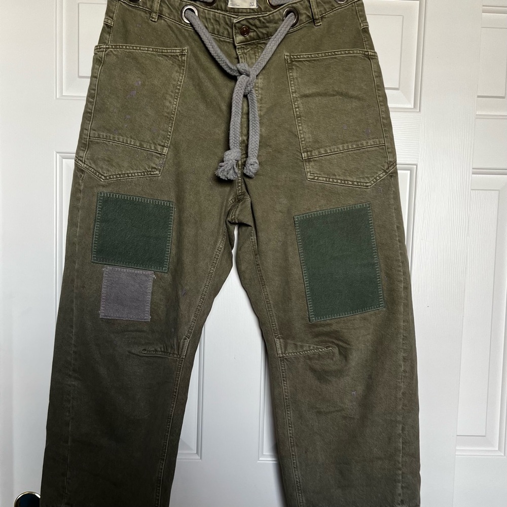 Free People WE THE FREE: Moxie Low Slung Pull on Patchwork Barrel Jeans(NWOT) - Picture 5 of 7
